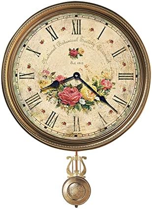 Howard Miller Savannah Botanical VII Wall Clock 620-440 – Antique Brass Pendulum, Brass Finished Bezel, Quartz Movement, Automatically Adjust to Daylight Savings