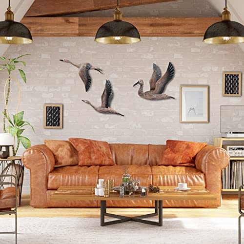 Seahug Luxury Wall Art,3Pcs Bird Wall Decor Beach Coastal Wooden Hand Carved 3D Light Weight Duck Statue Figurine Lavish Décor,Cute Relax Theme Realistic Flying Migration Birds For Café Bar Hotel Hanging Decoration-Brown #TOP3