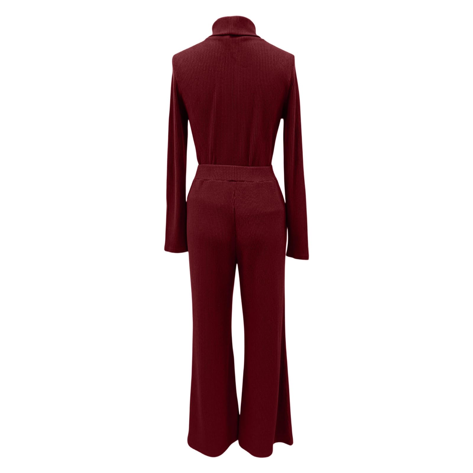 elegante e raffinato da donna autunno/inverno: maglione lavorato a maglia con collo alto + pantaloni a gamba larga