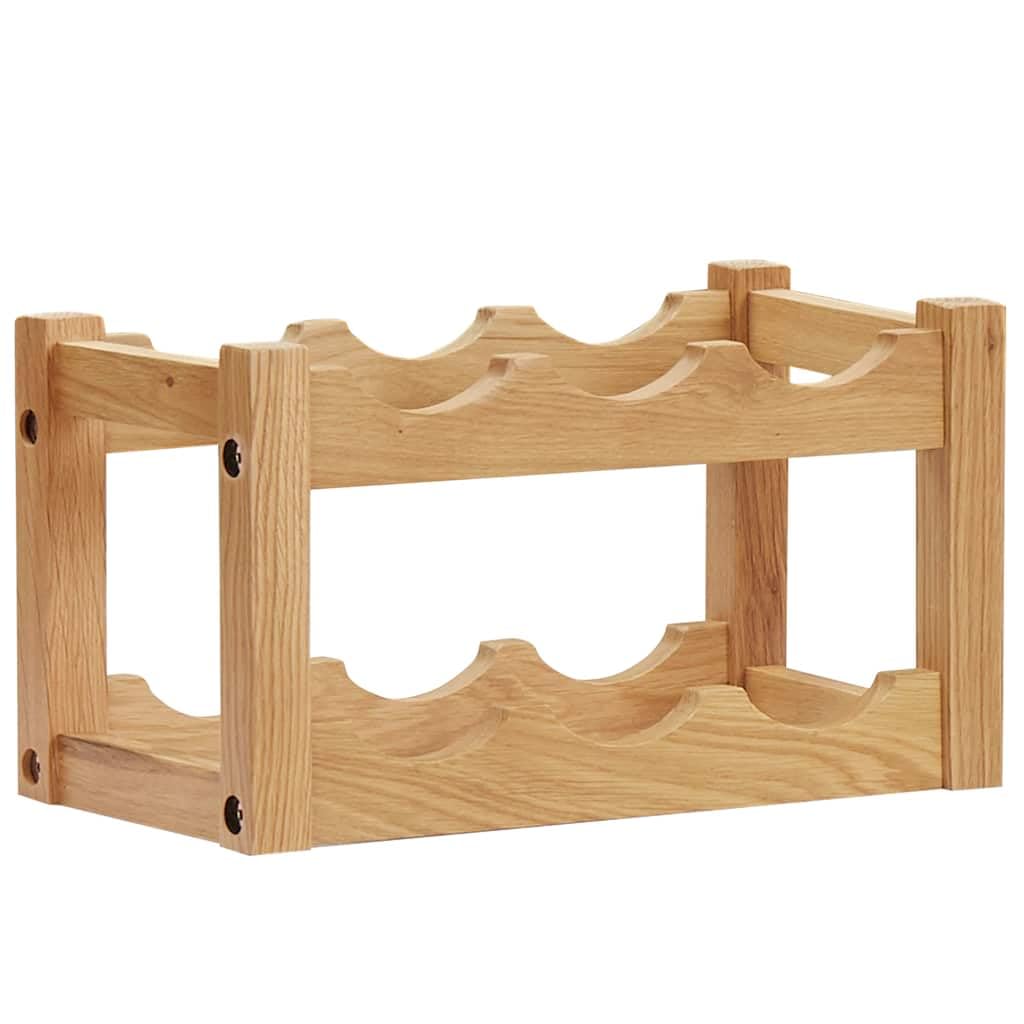Botellero de madera maciza de roble para 6 botellas, 37 x 21 x 21 cm, estantería rústica de pie para ahorrar espacio
