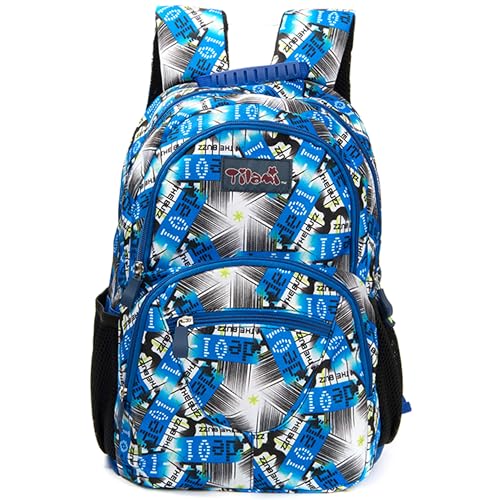 NEW TILAMI 14 Inch kid Toddler Backpack Boys Girls School Bag Kindergarten Elementary Cute Backpacks, Blue Digital Lines