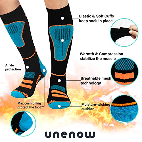 Merino Wool Ski Socks 2 Pairs, Thermal Knee High Warm Socks For Snowboarding, Hiking, Cold Weather, Snow, Hunting #TOP3