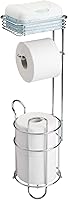 Vista 5 de mDesign Soporte de acero para papel higiénico con estante de almacenamiento, colección Concerto, cromado, capacidad para 3 rollos