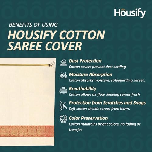 Image of Cotton Saree Bags /Covers For Storage Set Of - 24 Big Size Single (16 X 14 Inches) With Zip Closure For Clothes Bags And Wardrobe Organizer With Transparent Mesh Window (24)