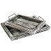 MyGift Set of 2 Country Rustic Whitewashed Brown Wood Finish Rectangular Nesting Serving Trays w/Metal Handles