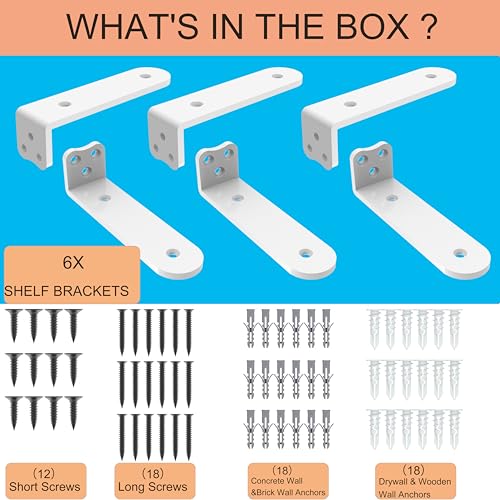 Eurydice Heavy Duty Floating Shelf Brackets, 1/4 in Thick 10 in 6Pack White by Eurydice - Used condition - Image 6