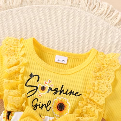 Infant Baby Girl Summer Outfits Lace Ruffle Short Sleeve Ribbed Romper Dress with Headband 1-18 Months4