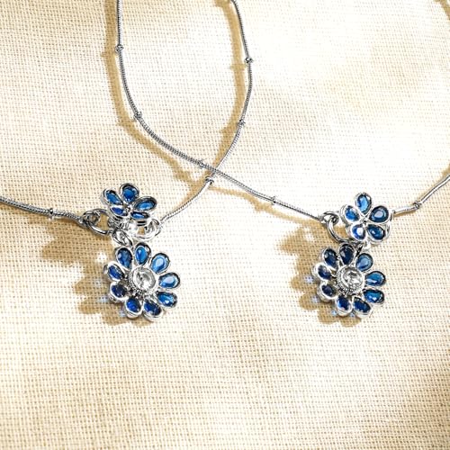 Image of Rubans Oxidised Anklets Jewellery Gift for Women & Girls | Kundan Ethnic Traditional