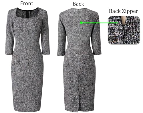 Image of VFSHOW Womens Vintage Square Neck Work Office Business Dress Elegant Casual Cocktail Party Church Bodycon Pencil Sheath Dress