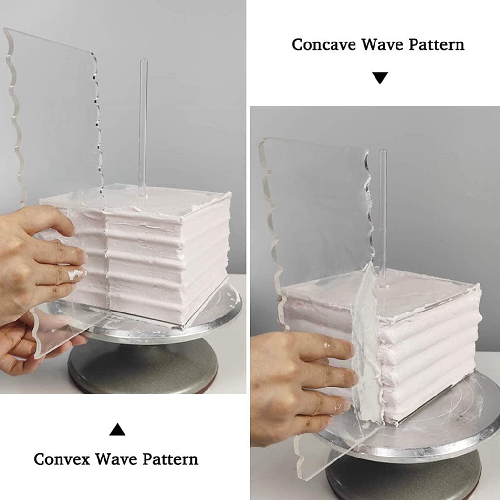 Juego de 11 discos acrílicos para tartas, base de peine, raspador, varilla de pasador, mantequilla, crema, herramientas de decoración de pasteles