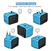 SAUNORCH Universal Travel Adapter, PD 35W 7 in 1 International Power Plug Adapter with 7.0A 4 USB-C and 2 USB-A Fast Wall Charger, Worldwide AC Outlet for US Europe UK AUS Asia - Blue