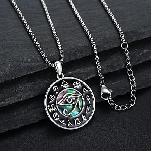 Midir&Etain Egyptian Eye of Horus Necklace 925 Sterling Silver Eye of Horus Pendant Necklace Religious Egyptian Amulet Jewellery Gifts for Women Men