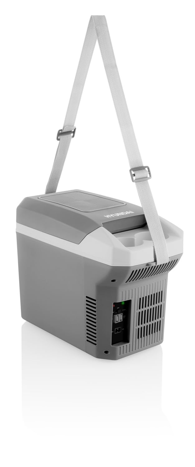 MC08 Mini-Kühlbox mit Heizfunktion I 8L Auto-Kühlbox I 12V I USB-Anschlüsse I leise (35 dB) I Anti-Rutsch I für Camping & Reisen I Grau