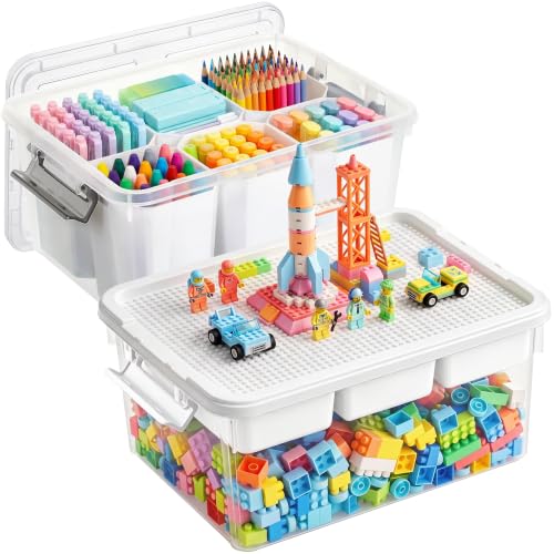 Image of Citylife 17QT 2-Pack Storage bins with Lid 6 Marker inserts Buildable Lid
