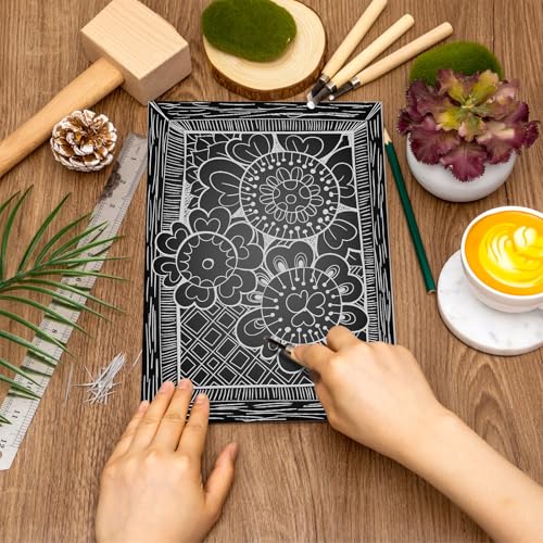 Image of Yeaqee 8 Pcs Linoleum Block Rubber Carving Block Soft Linocut Blocks Large Linoleum Sheet Unmounted Lino Plates for Engraving Art Project Printmaking Artist Studio Supplies (4 x 6 Inch,Gray)