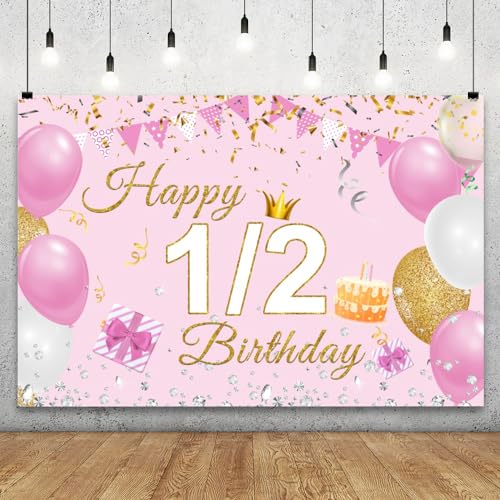 YongFoto Happy 1/2 Birthday Backdrop 5x3ft Fondos Fotográficos miniatura 2