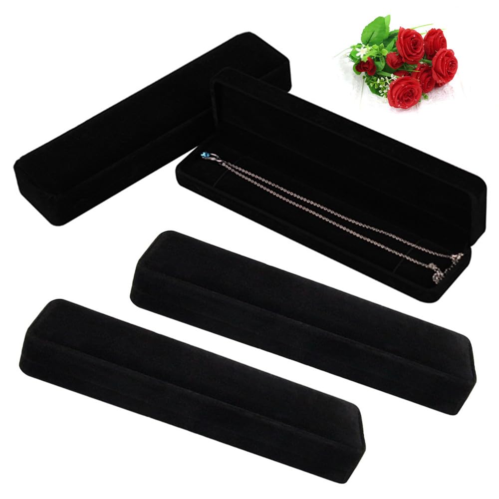Boîte collier velours noir anti-rayures pour rangement sécurisé