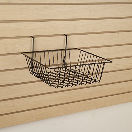 Only Garment Racks 5612BLACK (6) Only Garment Racks - Set of (6) Baskets Designed for Gridwall, Slatwall and Pegboard - Black Finish - Dimensions: 12"L X 12"D X 4"H - Lot of 6 Baskets - Thumbnail 2