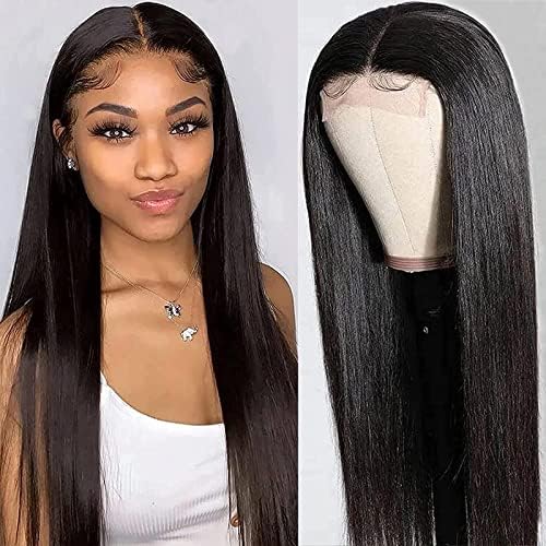 VTAOZI Straight Lace Front Wigs Human Hair for Black Women 4x4 Lace Closure Wigs Human Hair Pre Plucked With Baby Hair 150% Density Brazilian Straight Lace Front Closure Wigs Human Hair 16 Inch