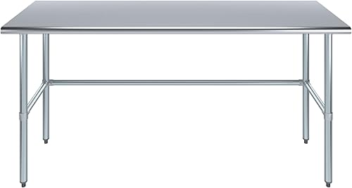 Miniatura 2 de Mesa de trabajo de acero inoxidable de base abierta de 24 pulgadas x 72 pulgadas  Residencial y comercial  Preparación de alimentos  Estación de