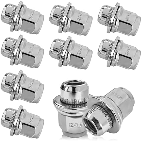 Msyuusr 10PCS M12x1.5 Lug Nuts Set, Wheel Lug Nuts, Chrome Closed End Mag Seat Lug Nuts Replacement Parts OEM#90084-94001 Toyota Lug Nuts, Lug Nut Lock Set for Toyota Camry Prius Tacoma (10PCS) Cover