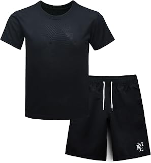 Boys’Swim Set Rash Guard Swimwear UPF 50+ Short Sleeve Swim Shirt Quick Dry Bathing Suit Trunks Size 8,10-12,14-16