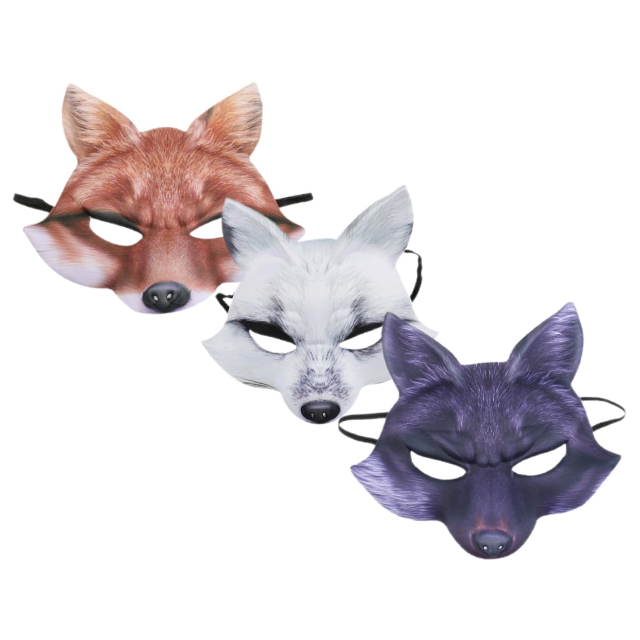 WOFASHPURET 3pcs Halloween Fox Mask Half Face Collagen Mask Empty Fox Mask Wolf Mask Marshmallow Costume All Mask Fox Masquerade Dog Masks Light up Mask Halloween Costume Props Furry Ear Eva