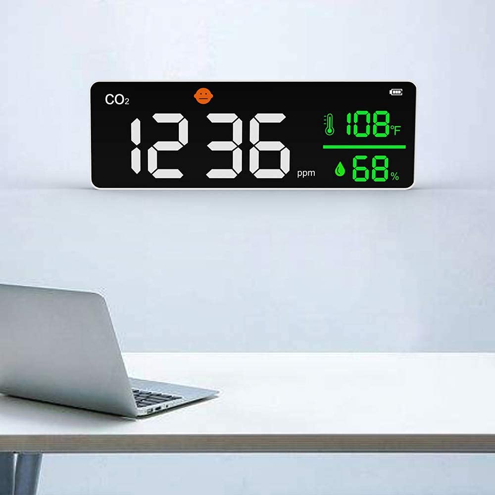JJJ Precis CO2 Meter Indoor Air Quality Monitor Alarm LCD Digital Digital Digital Detector di umidità di anidride carbonica Digital Durevole