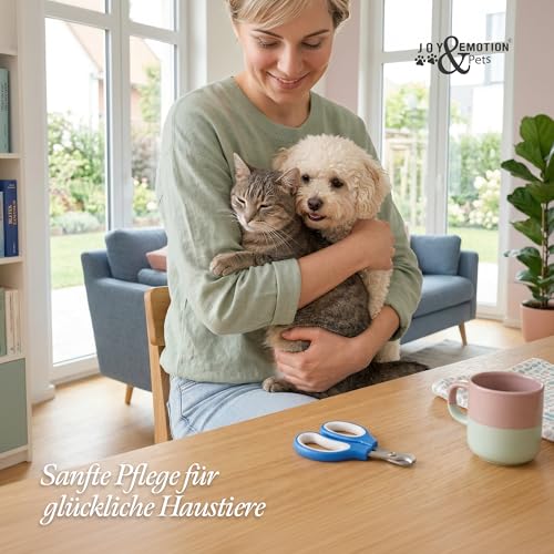 JOY & EMOTION® SUPER KRALLENSCHERE KATZEN, Hunde & Kleintiere | Präzise & Sichere Katzennagelschere für Anfänger | Ergonomisch & Handlich | Rostfreier Stahl, Scharfe Klingen | Profi Krallenpflege
