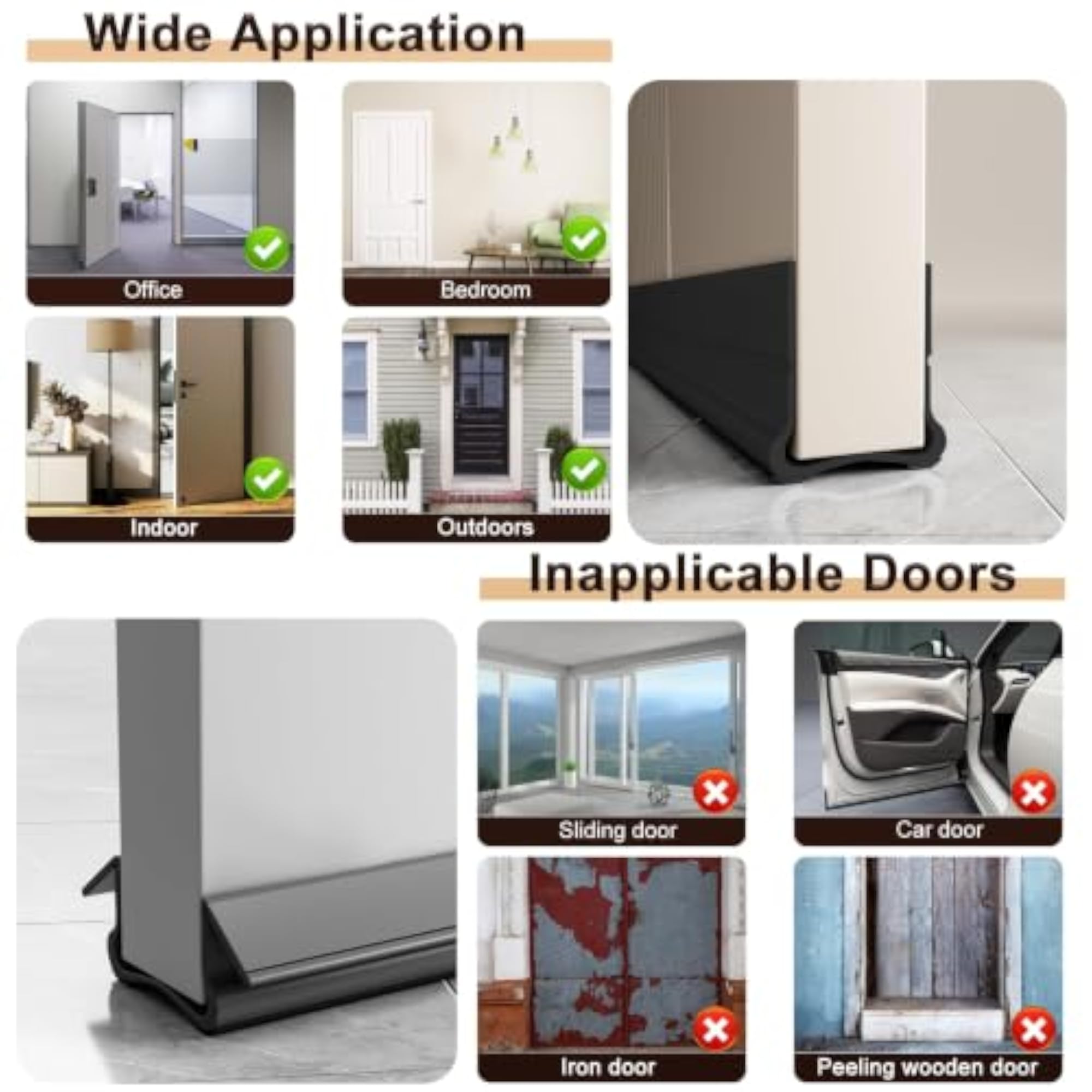 Door Draught Excluder Self Adhesive Quick Easy Installation