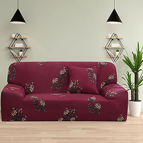 Uxcell Stretch Sofa Cover Floral Printed Couch Slipcover For Sofas Loveseat Armchair Universal Elastic Furniture With One Pillowcase, Medium #TOP1