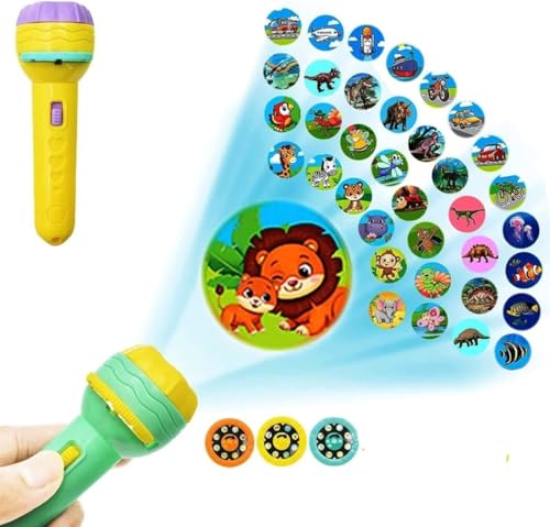 جهاز عرض منزلق للاطفال من بيدتايم، لعبة ضوء اسقاط صغيرة سهلة الاستخدام وشرائح قابلة للتبديل، مصباح يدوي متعدد الاستخدامات للسلامة الليلية، الرفيق المثالي للنوم للاطفال - متعدد الالوان