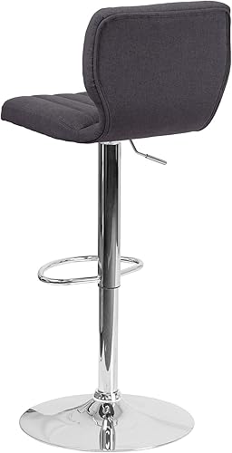 Vista 13 de Flash Furniture Taburete de bar de altura ajustable de vinilo marrón contemporáneo con respaldo vertical y base cromada