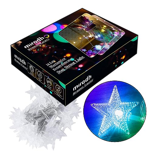 Image of MIRADH 14 Star Shape String Led Light 3 Meter led Lights for Home Decoration Plug in Fairy String Lights, Diwali Lights for Decoration for Home Still Mode Only Strip Lights (14 Star Multicolor)