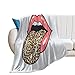 Bouche Qui Sort La Langue De Léopard Jeté pour Canapé - Couvertures Et Jetés en Molleton Sherpa Doux Et Moelleux en Peluche pour Canapé Et Lit 150x200cm