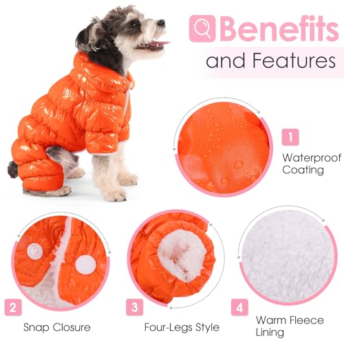 AOFITEE Hundemantel, warme Hundejacke, Ganzkörper-Wintermantel, Schneeanzug für Hunde, wasserdichte Welpenpufferjacke, Schneemäntel mit Beinen, Haustier-Fleeceweste, Kaltwettermäntel für kleine Hunde
