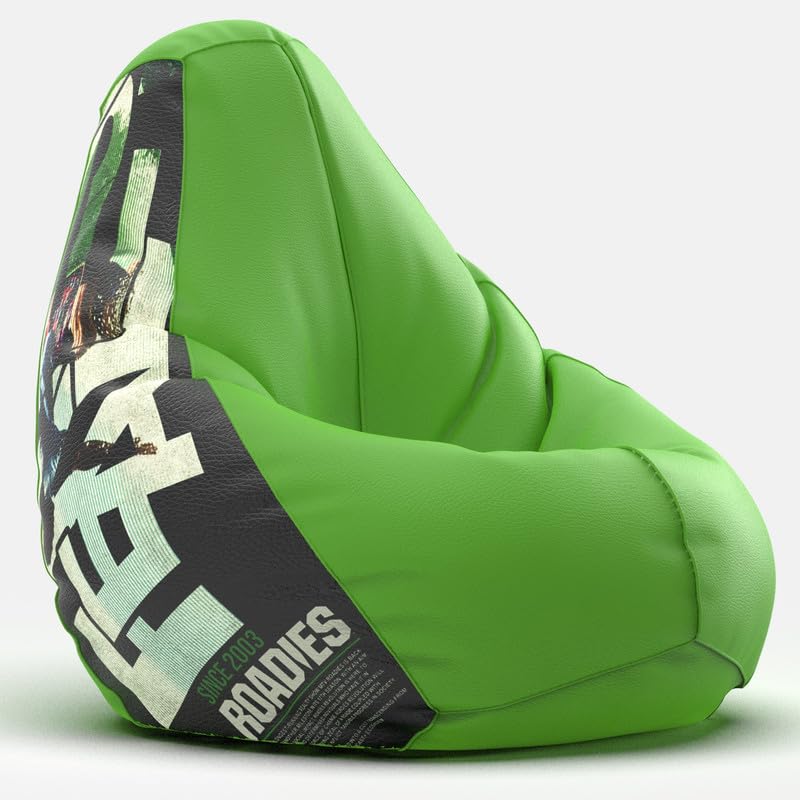 Image of Biggie Bean Bag 4XL Bean Bag Chair with Beans Filled-Perfect for Living Room,Bedroom,Study-Sale Design(Printed - Raodie -Raodie-Artwork 5 - Orange)-Faux Leather