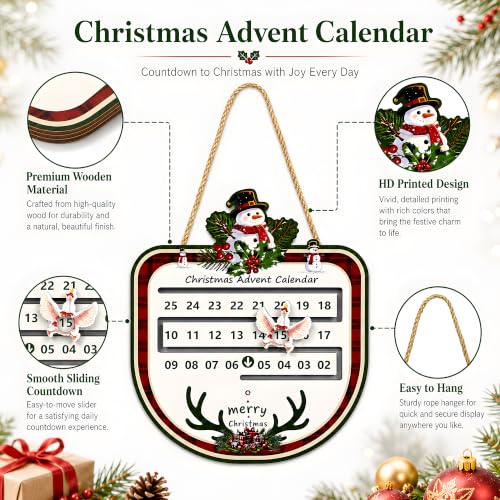 Image of Christmas Decorations - Christmas Countdown Calendar Wood Welcome Sign
