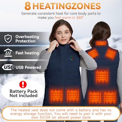 Image of KOVNLO Women's Heated Vest, (Battery Not Included) Smart Controller with Lights Out, Electric Heated Jackets