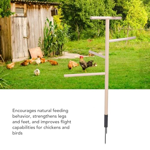 Image of Diydeg Extra Large Chicken Perch Toys, Wooden Chick Perch Stand with Metal Ground Plug, Outdoor Birds Training, Chicken Coop Accessoriess for Large Bird Parrot Poultry Rooster