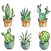 Exquisitas Pegatinas de Pared de Plantas, Pegatinas de Pared de Plantas en Macetas, Pegatinas de Pared de Cactus, Decoración de Pared para Familias y Jardines de Infancia (Verde)