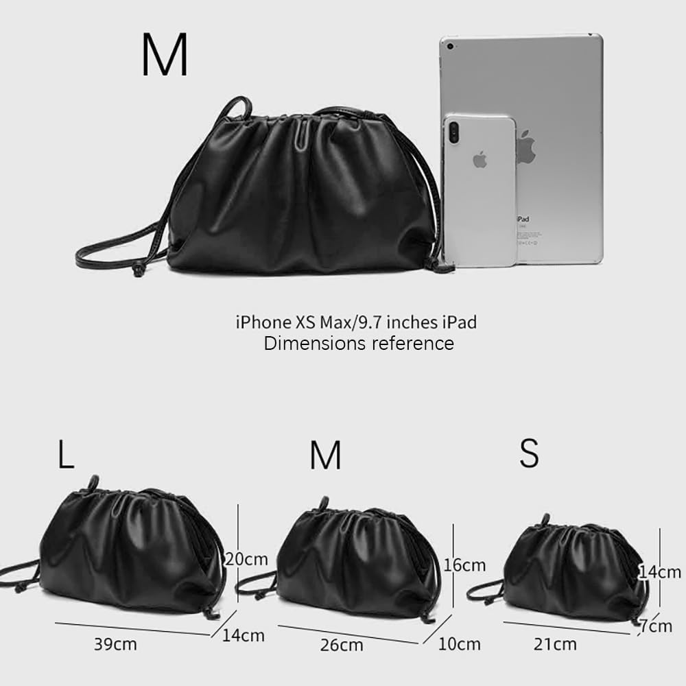 BRYCTSISEN Dressy Pleated Vegan Leather Clutch Purse for Women Super Soft Cloud Dumpling Clutch Bag PU Evening Purse Handbag