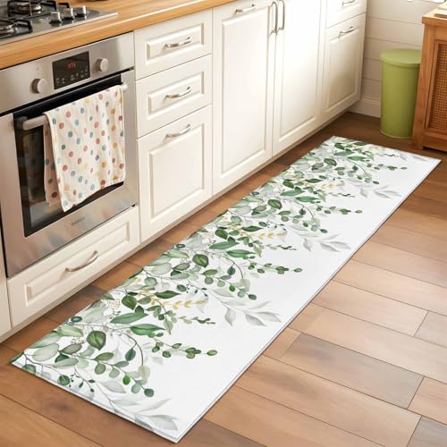 Qiaullityot 2'x6' Rug Runners for Hallways Kitchen, Sage Green Eucalyptus