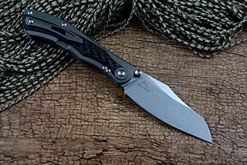 Twosun Folding Knife 14C28N Stonewash Blade Ceramic Ball Bearing Washer Ti+Cf Handle Ts311 #TOP3