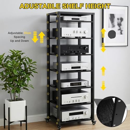 mobile stereo cabinet rack tower in a gaming setup