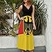 KAOEOSI German Eagle Flag Women's Ankle Length Dress Summer Maxi Long Dresses Sleeveless V Neck Sundress L