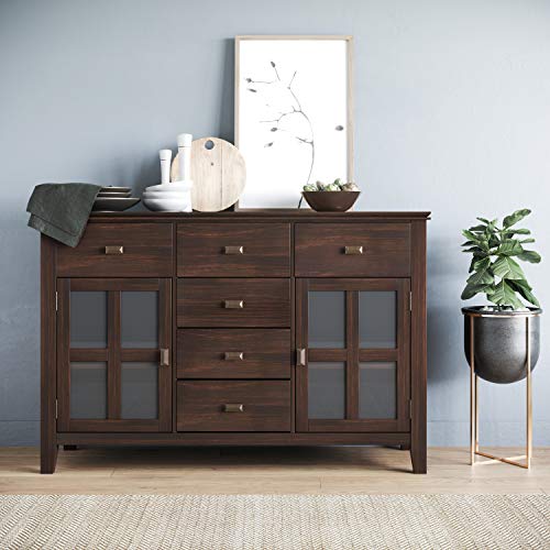 SIMPLIHOME-Artisan-Solid-Pine-Wood-54-inch-Contemporary-Sideboard-Buffet-Credenza-in-Dark-Chestnut-Brown-features-2-Doors-6-Drawers-and-2-Cabinets-with-Large-storage-spaces SIMPLIHOME Artisan Solid Pine Wood 54 inch Contemporary Sideboard Buffet Credenza in Dark Chestnut Brown features 2 Doors 6 Drawers and 2 Cabinets with Large storage spaces