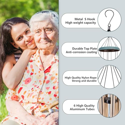 Image of Memorial Wind Chimes for Loss of Loved One, Produced in Texas Personalized Deep Tone Wind Chimes Memorial Gifts in Memory of a Loved One, Best Bereavement Gift Idea for Sympathy