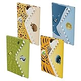 MONUMI - Dokumentenmappe A4 set mit Tiermuster, Dokumententasche A4 für Kinder, Dokumentenmappe A4 Zum Abheften Gummibandverschluss, Dokumentenhüllen Für Klassenzimmer Organisation, Mustersatz