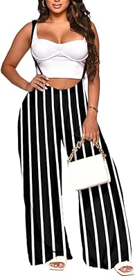 Nimsruc Womens Jumpsuit Casual Loose Sleeveless Adjustable Spaghetti Straps Wide Leg Pants Baggy Overalls With Pockets